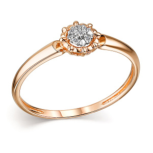 Кольцо из красного золота с бриллиантами