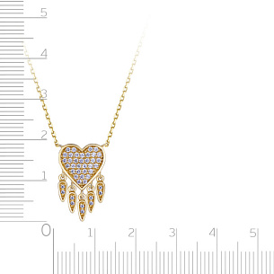 Колье из желтого золота с фианитом, плетение якорное