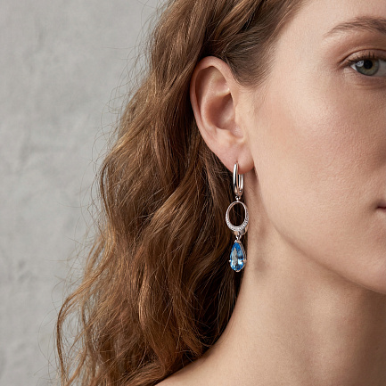 Серьги с английским замком из белого золота с бриллиантами