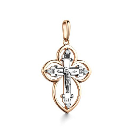 Крест из красного золота с бриллиантами