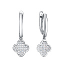 Серьги с английским замком из серебра с фианитами