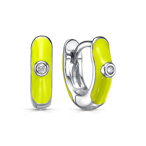 Серьги с английским замком из серебра с фианитами