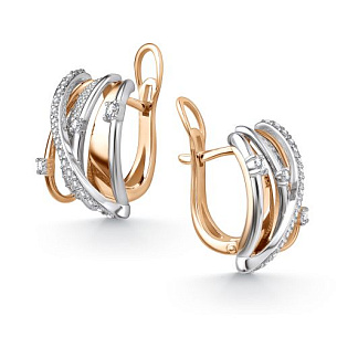 Серьги из красного золота с бриллиантом