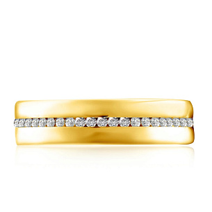 Кольцо обручальное из желтого золота с бриллиантом