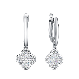 Серьги с английским замком из серебра с фианитом