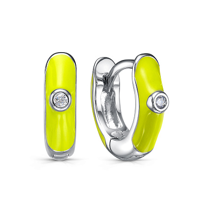 Серьги с английским замком из серебра с фианитами