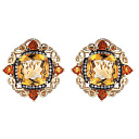 Серьги из желтого золота с бриллиантами, цитринами