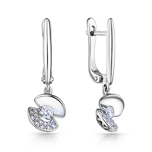 Серьги с английским замком из белого золота с бриллиантами