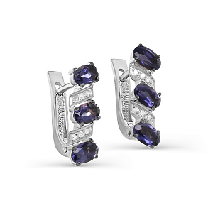 Серьги с английским замком из белого золота с бриллиантами