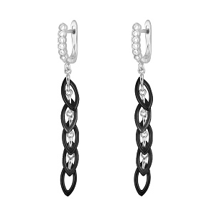 Серьги с английским замком из серебра с керамиками и циркониями