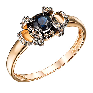 Кольцо из красного золота с сапфиром