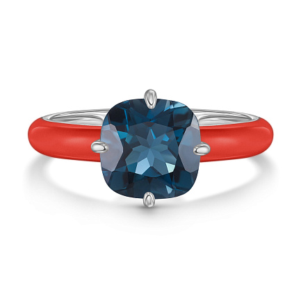 Кольцо из серебра с топазом, эмалью