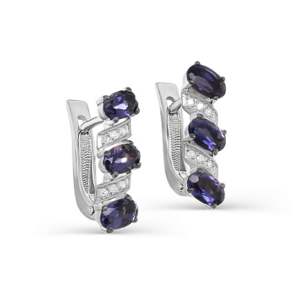 Серьги с английским замком из белого золота с бриллиантами