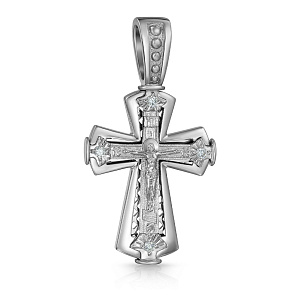 Крест из белого золота с бриллиантами