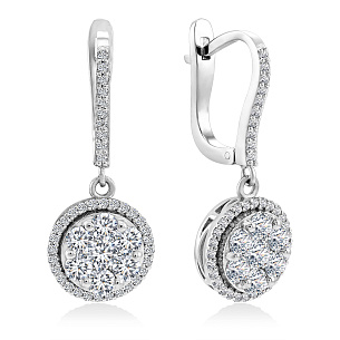 Серьги из белого золота с бриллиантом