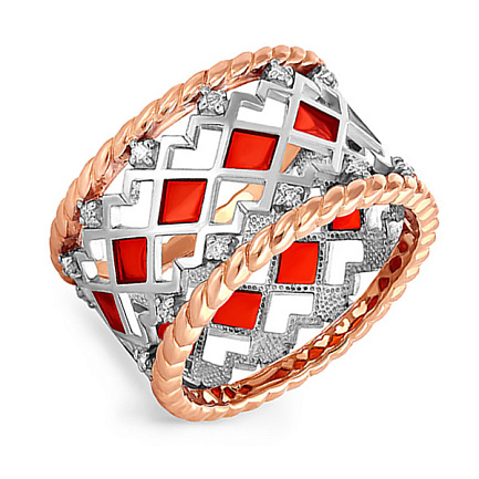 Кольцо из красного золота с бриллиантами