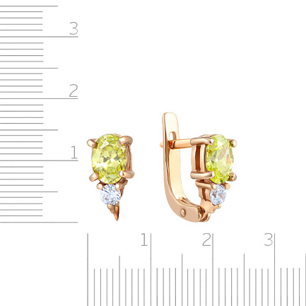 Серьги из красного золота с фианитом