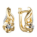 Серьги с английским замком из желтого золота с бриллиантами