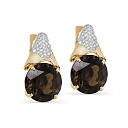 Серьги с английским замком из желтого золота с бриллиантами