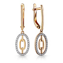 Серьги с английским замком из красного золота с фианитом