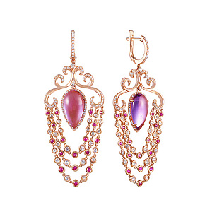 Серьги с английским замком из красного золота с бриллиантами