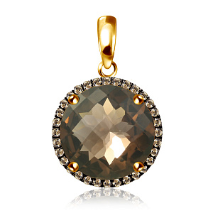 Подвеска из желтого золота с кварцем