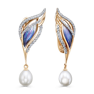 Серьги с английским замком из красного золота с перламутром