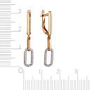 Серьги с английским замком из красного золота с фианитом