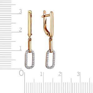 Серьги с английским замком из красного золота с фианитом