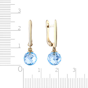 Серьги с английским замком из желтого золота с топазом