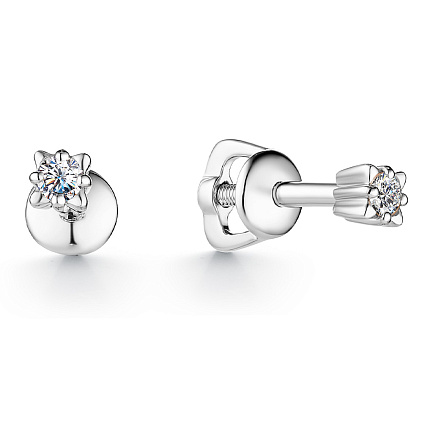 Пусеты из белого золота с бриллиантами