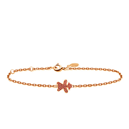 Браслет декоративный из красного золота с корундом