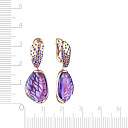 Серьги с английским замком из желтого золота с аметистами