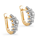 Серьги с английским замком из желтого золота с бриллиантами