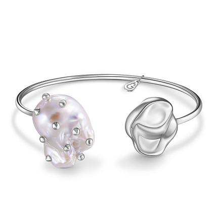 Браслет декоративный из серебра с жемчугом