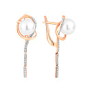 Серьги с английским замком из красного золота с жемчугом