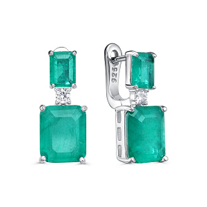 Серьги с английским замком из серебра с алпанитами