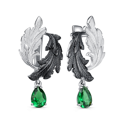 Серьги с английским замком из серебра с фианитами