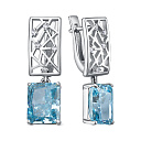 Серьги с английским замком из серебра с бриллиантами