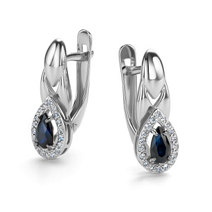 Серьги с английским замком из белого золота с бриллиантом