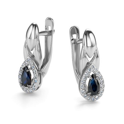 Серьги с английским замком из белого золота с бриллиантами