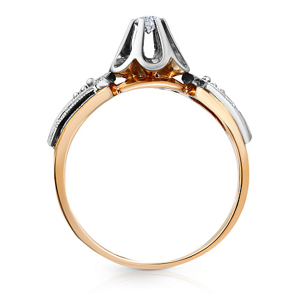 Кольцо из комбинированного золота с бриллиантом