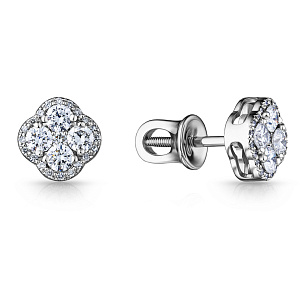 Пусеты из белого золота с бриллиантами