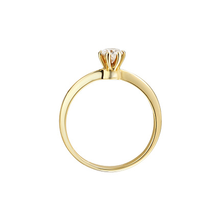 Кольцо помолвочное из желтого золота с бриллиантом