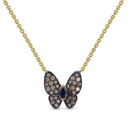 Колье из золота с бриллиантами, сапфиром