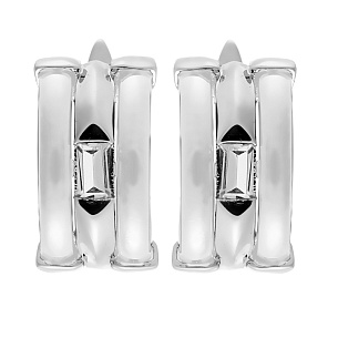 Серьги с английским замком из серебра с керамиками и циркониями