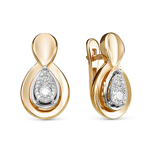 Серьги из красного золота с бриллиантом