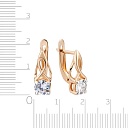 Серьги с английским замком из красного золота с фианитом
