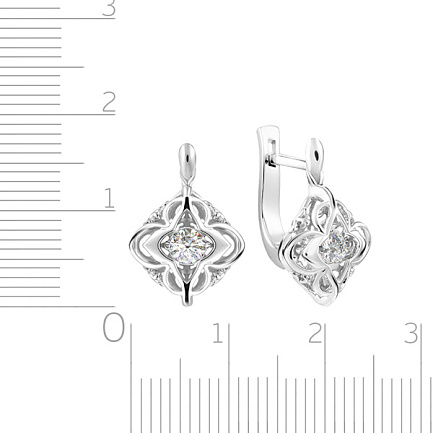 Серьги с английским замком из белого золота с бриллиантами