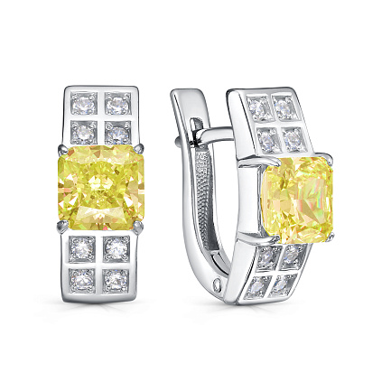 Серьги с английским замком из серебра с бриллиантами